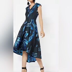 Closet London Printed High-Low Fit & Flare Dress, size 10,Artsy Modern Colorful